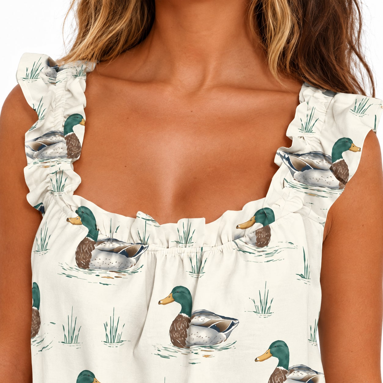 Close view of the ruffle pajama detail