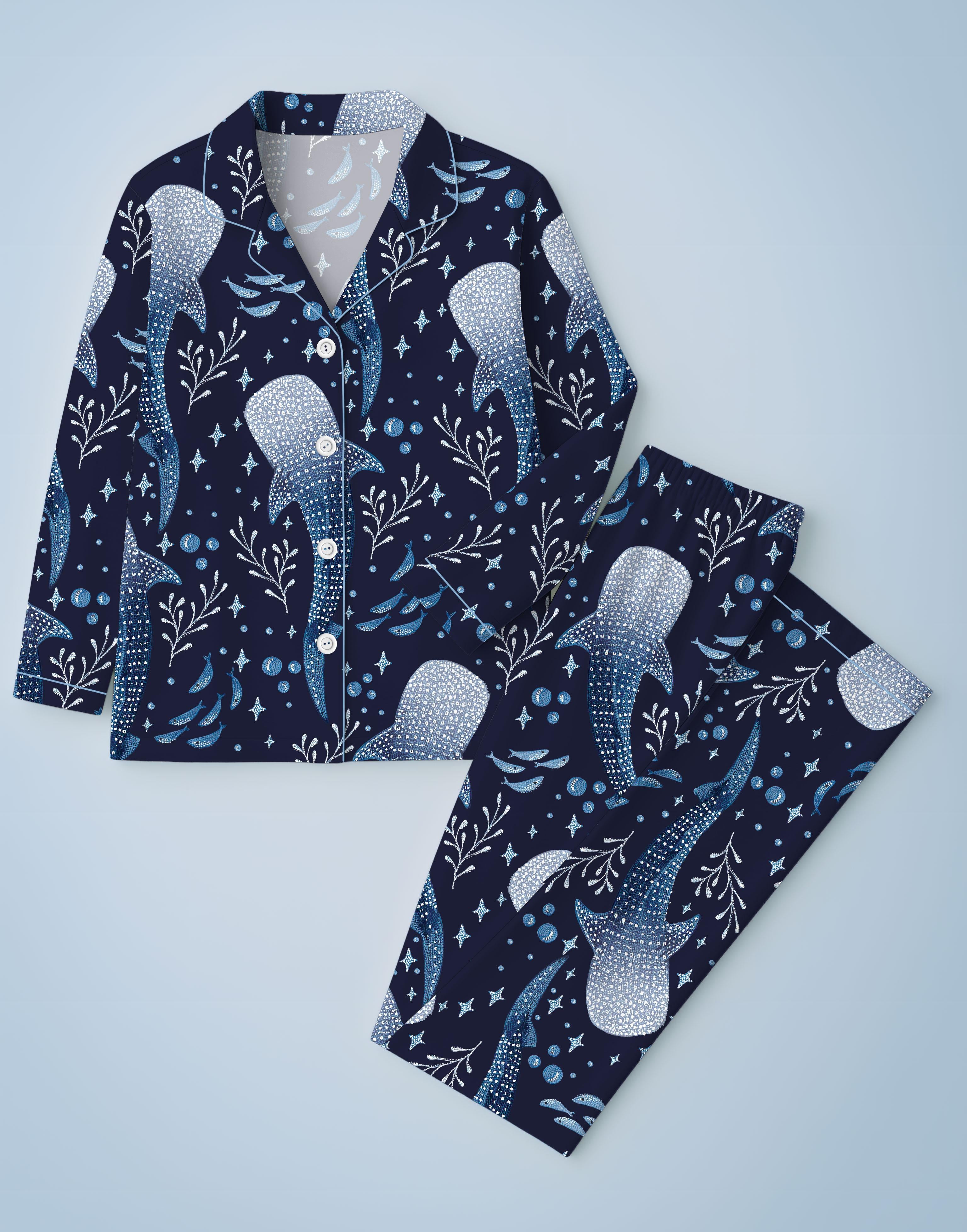 Whale Shark Pajama Set For Women Print Comfy Sleepwear and Loungwear Pjs Printing Top & Bottom Shorts