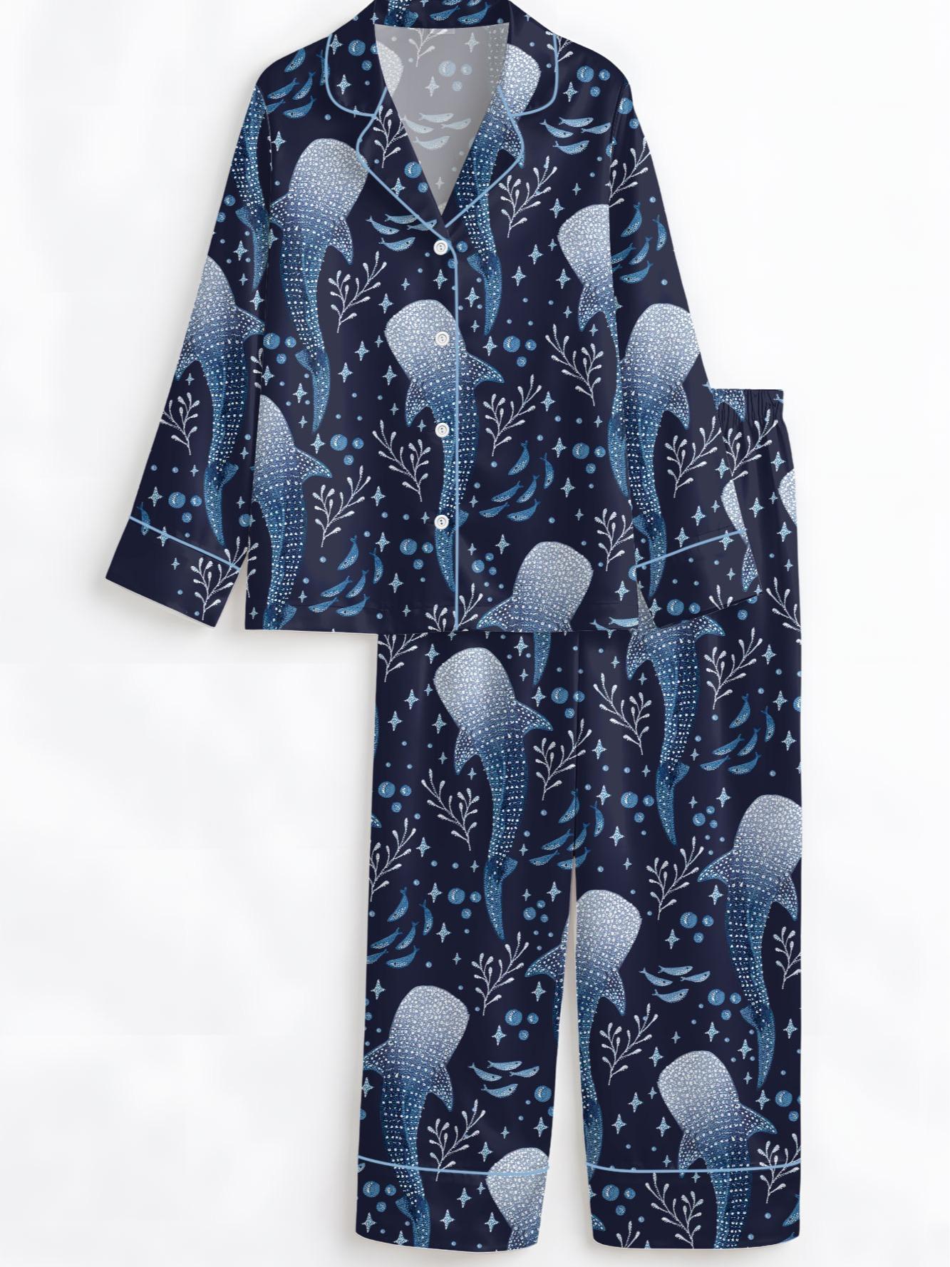 Whale Shark Pajama Set For Women Print Comfy Sleepwear and Loungwear Pjs Printing Top & Bottom Shorts