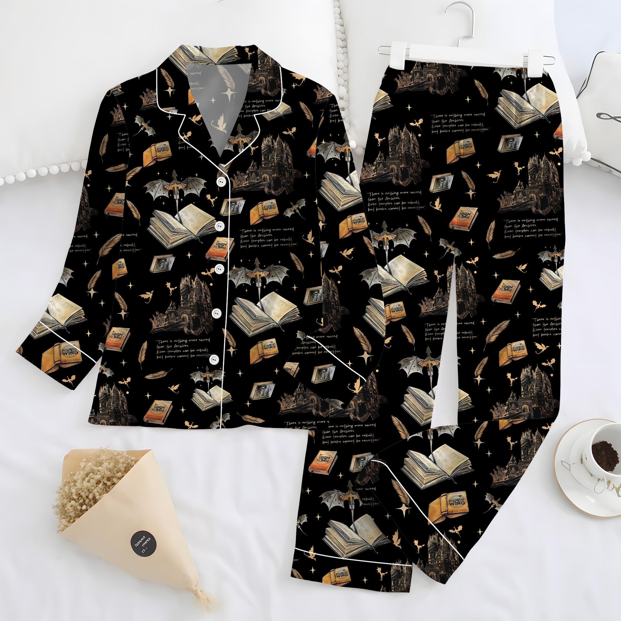 Bookish Castle Pajama Set, Cozy Book Lover Sleepwear, Romantasy Nightwear, Fantasy Pajamas Gift for Readers, BookTok Pajamas