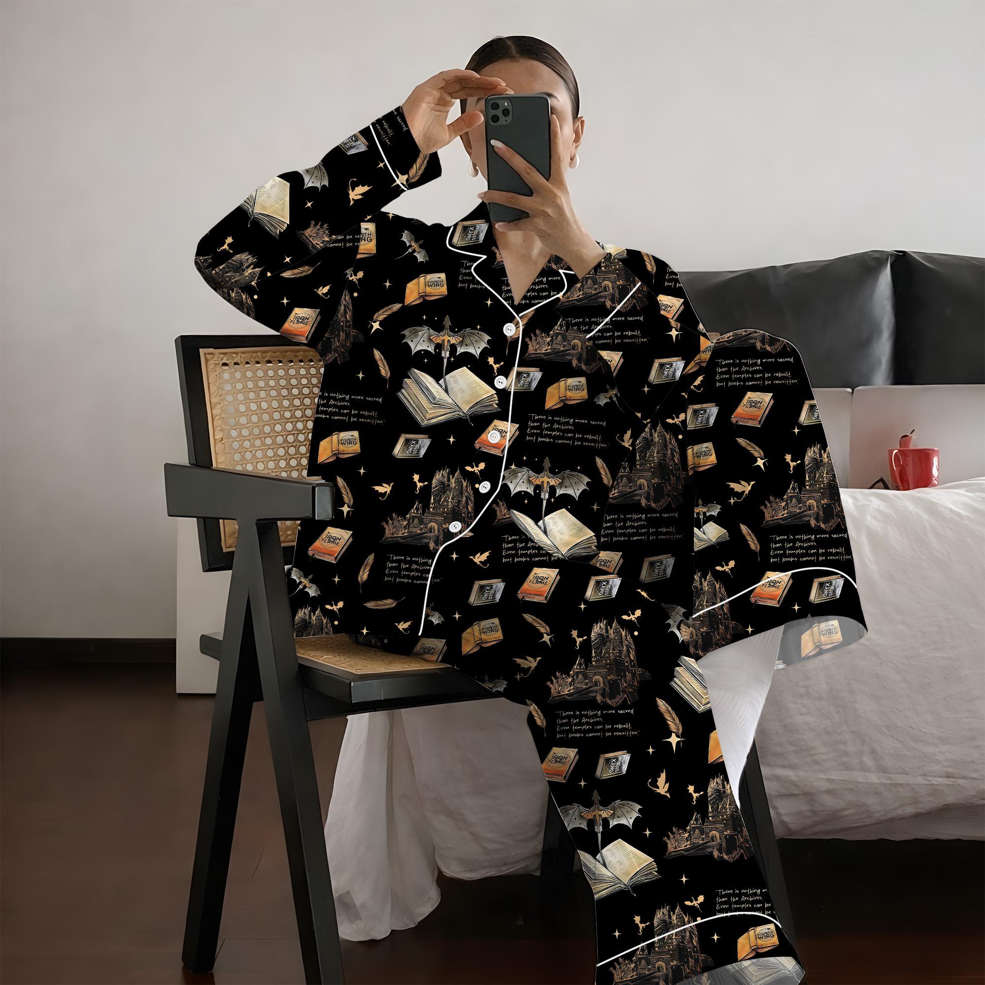 Bookish Castle Pajama Set, Cozy Book Lover Sleepwear, Romantasy Nightwear, Fantasy Pajamas Gift for Readers, BookTok Pajamas