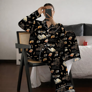Bookish Castle Pajama Set, Cozy Book Lover Sleepwear, Romantasy Nightwear, Fantasy Pajamas Gift for Readers, BookTok Pajamas