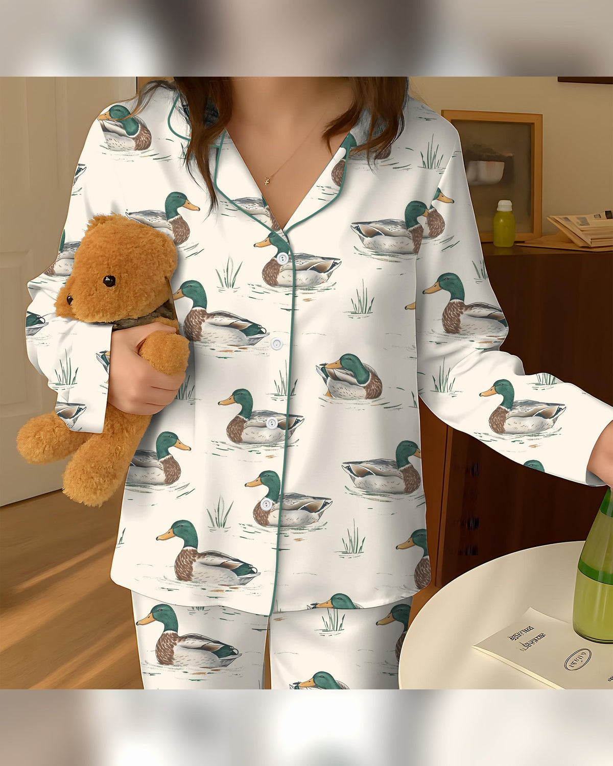 Women's Mallard Duck Satin Pajama Set – Short & Long