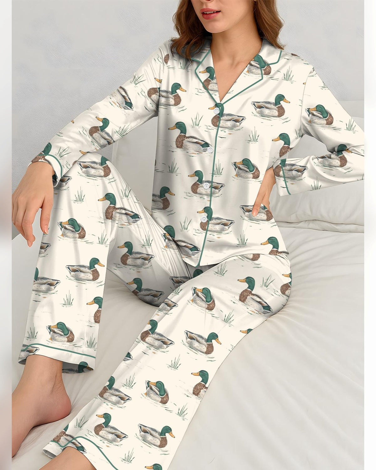 Women's Mallard Duck Satin Pajama Set – Short & Long