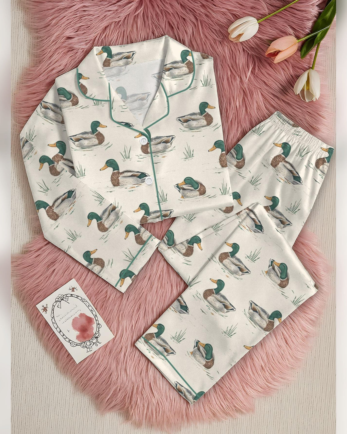 Women's Mallard Duck Satin Pajama Set – Short & Long