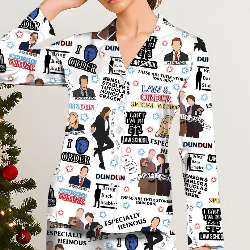 Law And Order Pajamas Set, Movie Christmas Sleepwear, Women Loungewear, Holiday gift