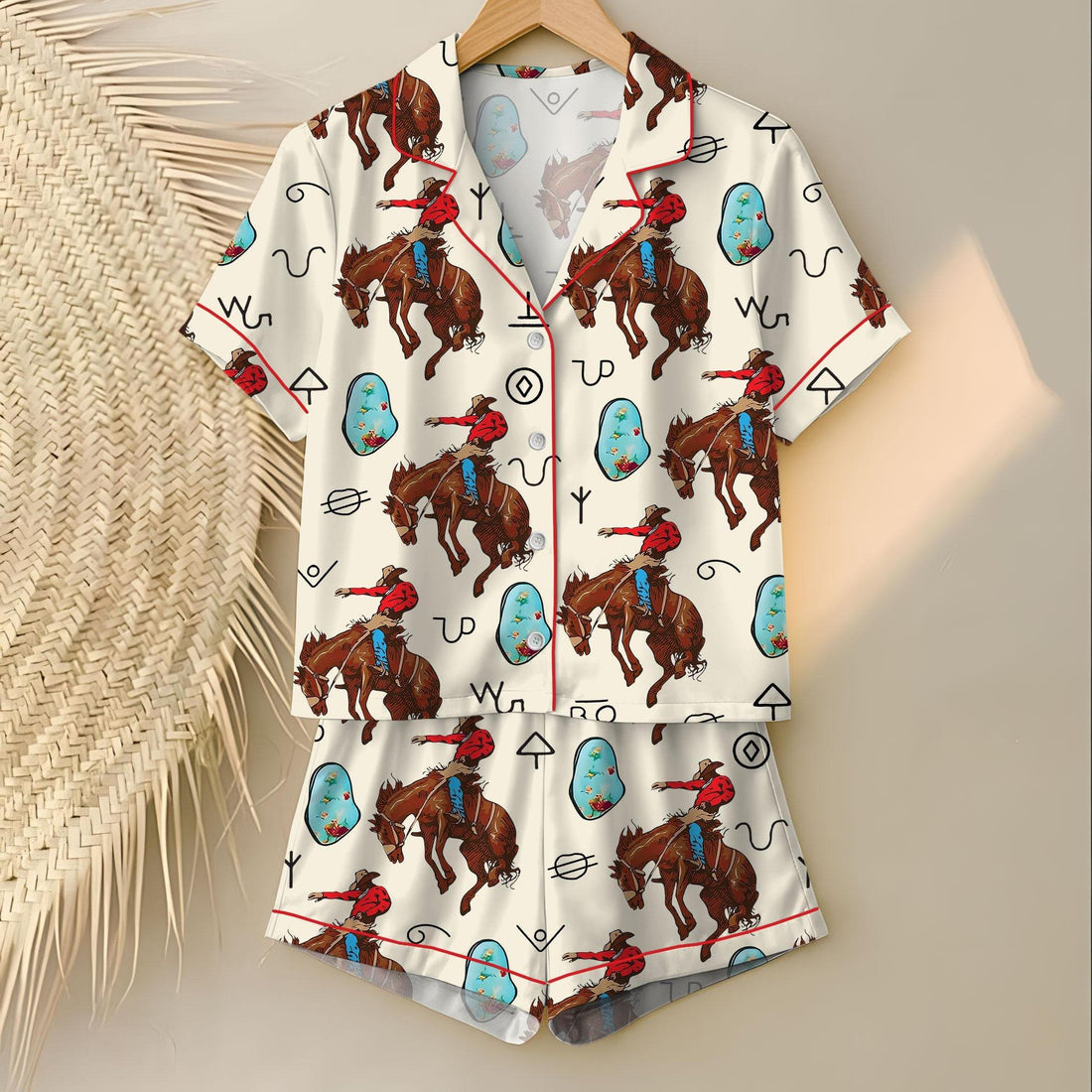 Women s Western Cowboy Cowgirl Horse Riding Pajama Set - Long Sleeve Comfort for Equestrian Style Satin Sleepwear