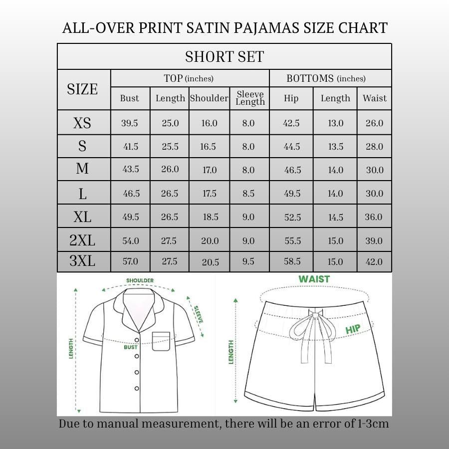 Energy Drink Satin Pajama Set for Women – Summer Drink Print Silky Button Up Sleepwear