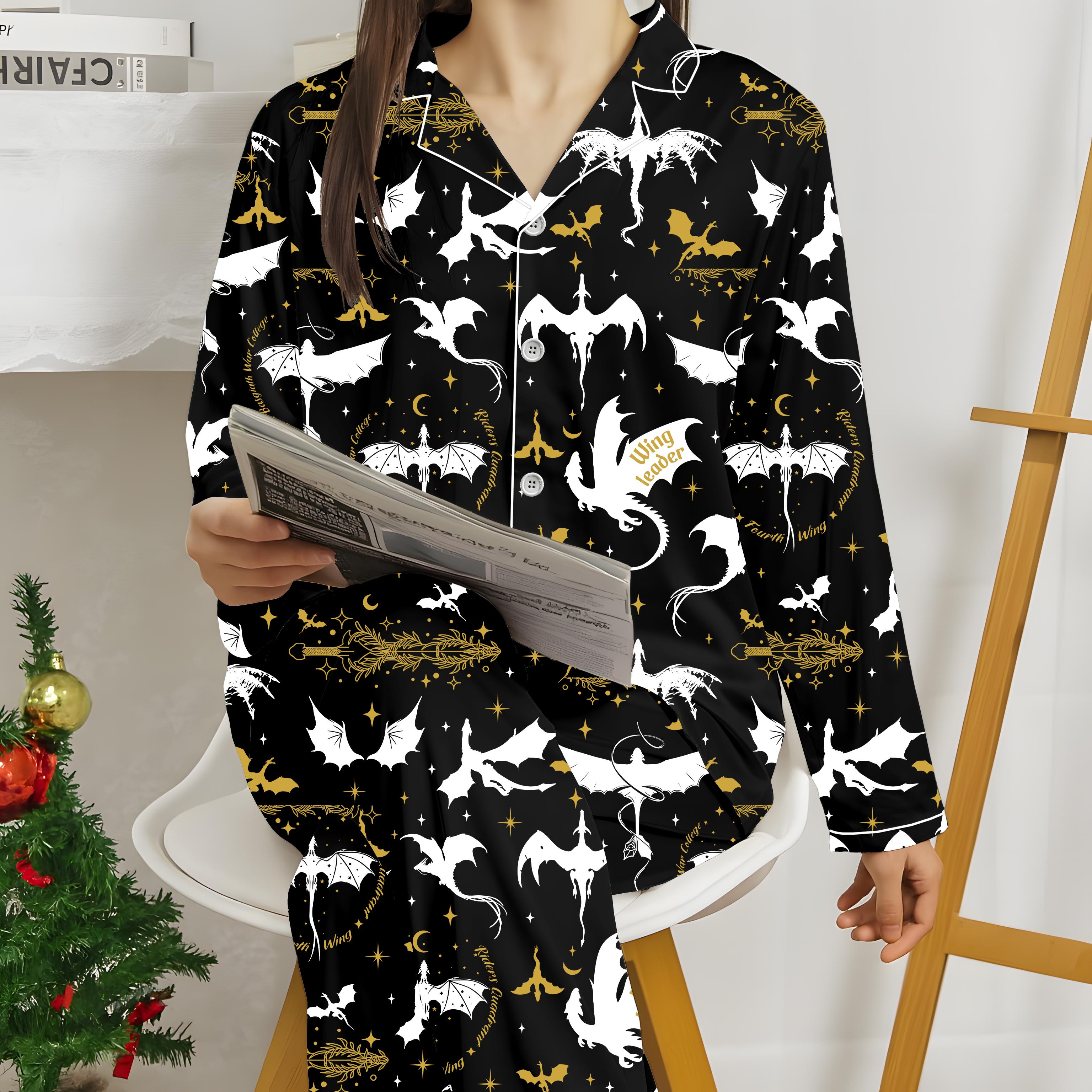 Fourth Wing Satin Pajamas Shorts, Basgiath War College Sleepwear, Dragon Book Pajamas, Violet Sorrengail Nightwear, Book lovers Pjs